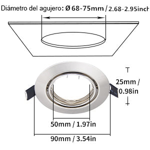 10 Spots GU10 Recarregáveis Aço Inox Escovado 68mm Foco