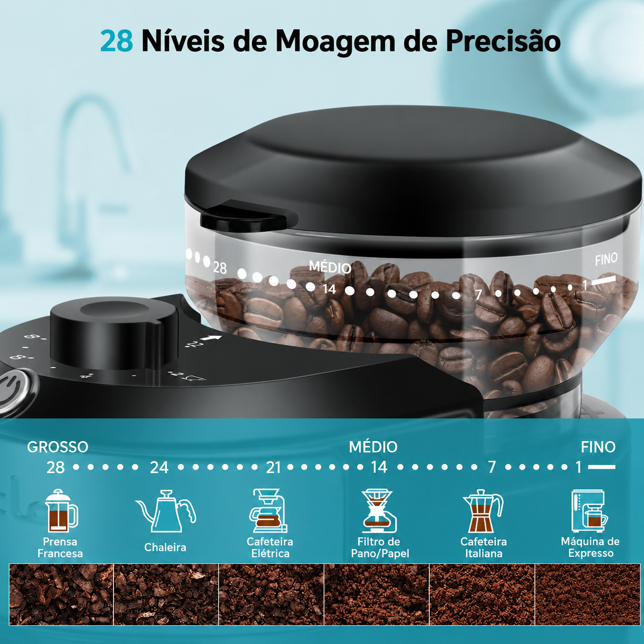 Moedor de Café Wancle com 28 Configurações de Moagem