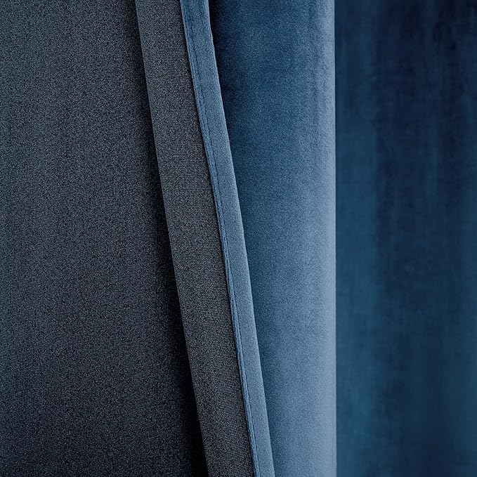 Cortinas Blackout em Veludo – 2 Painéis, 140 × 245 cm, Azul Pavão | Térmicas, Isoladoras, Ilhós Metálicos
