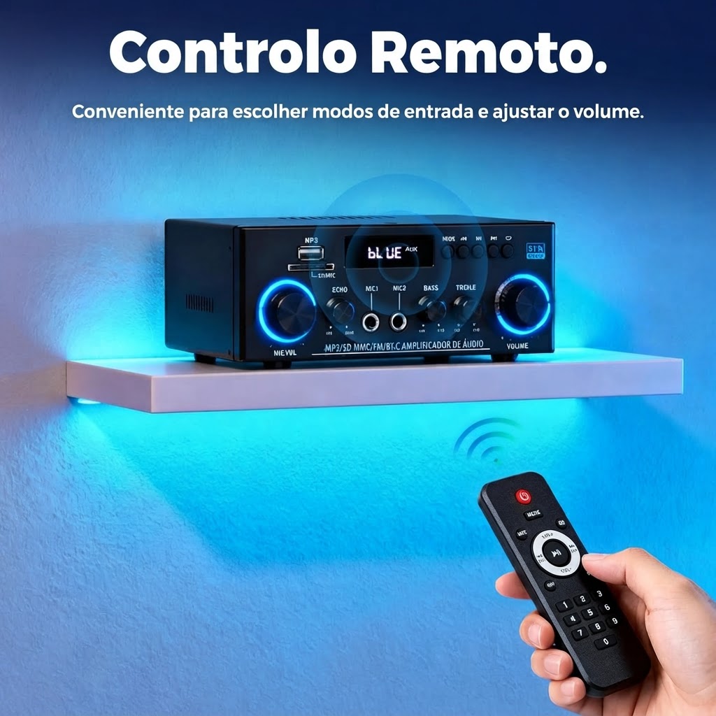 Amplificador de Áudio Stereo Romicta AK50 - 800 W, Bluetooth 5.0
