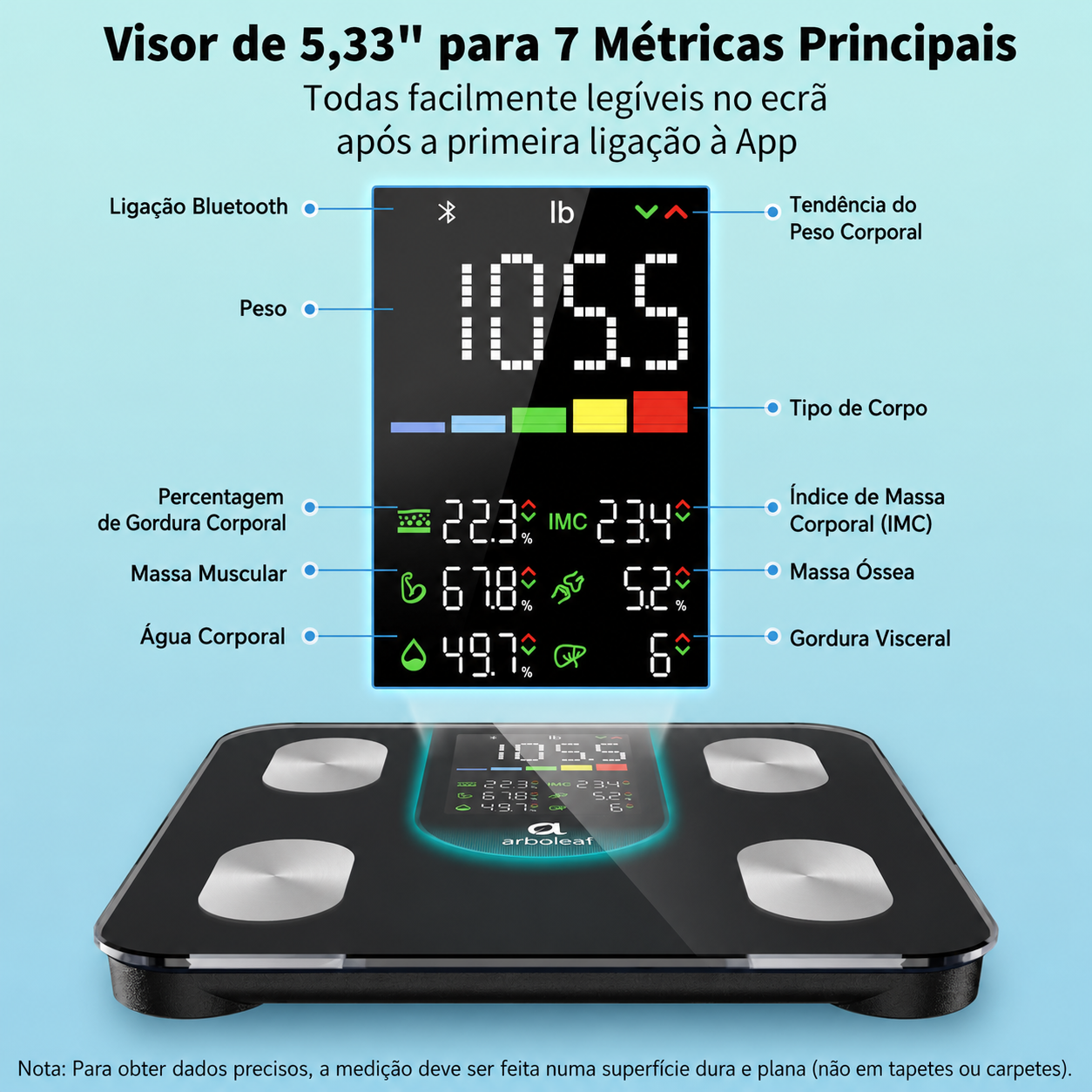 Balança Inteligente Bluetooth Arboleaf até 180 kg