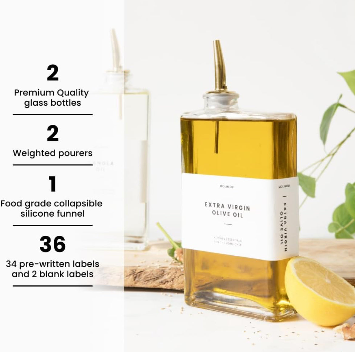 Conjunto de 2 Garrafas de Azeite e Vinagre