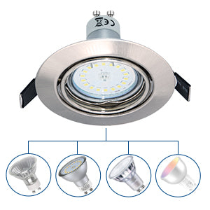 10 Spots GU10 Recarregáveis Aço Inox Escovado 68mm Foco