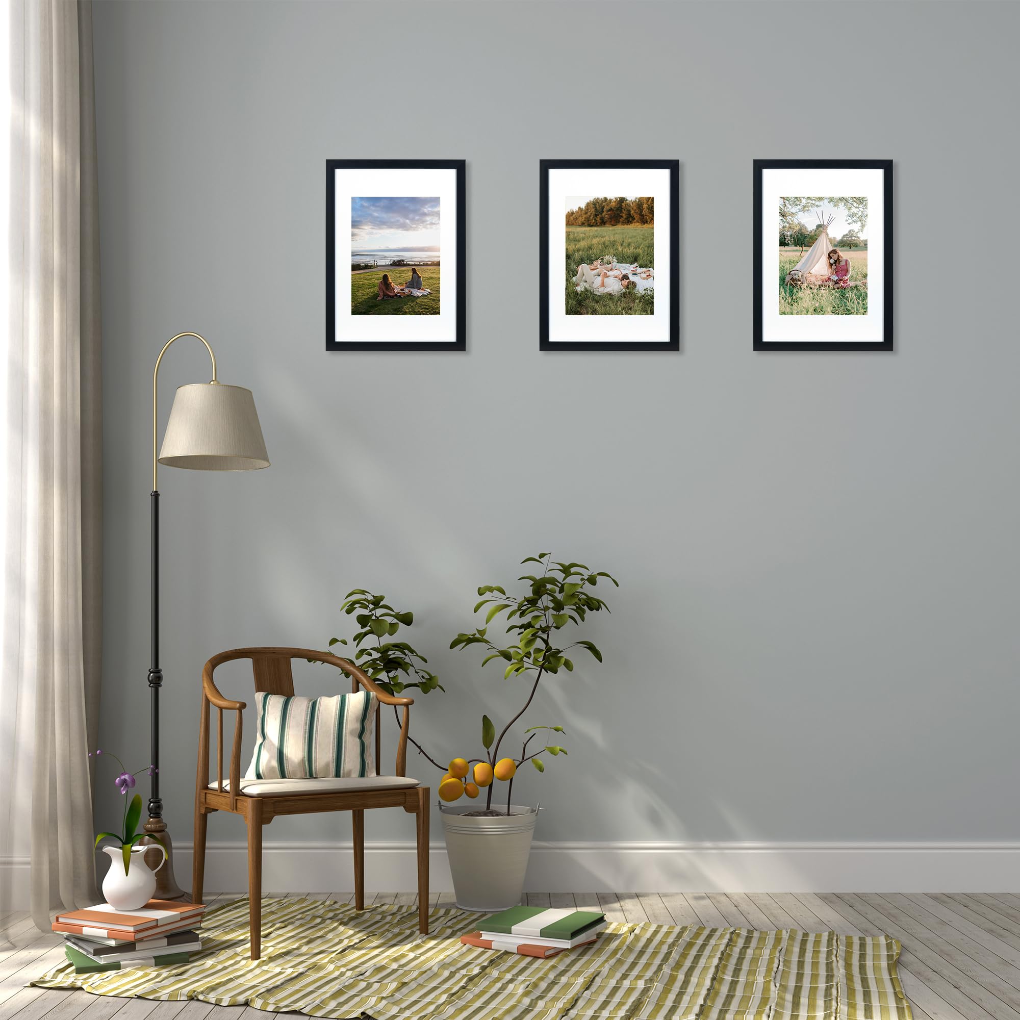 kennethan Picture Frame A4 Black Pack of 3 MDF wooden frames with acrylic glass, ideal for collages of portraits and certificates, A4 photo frames