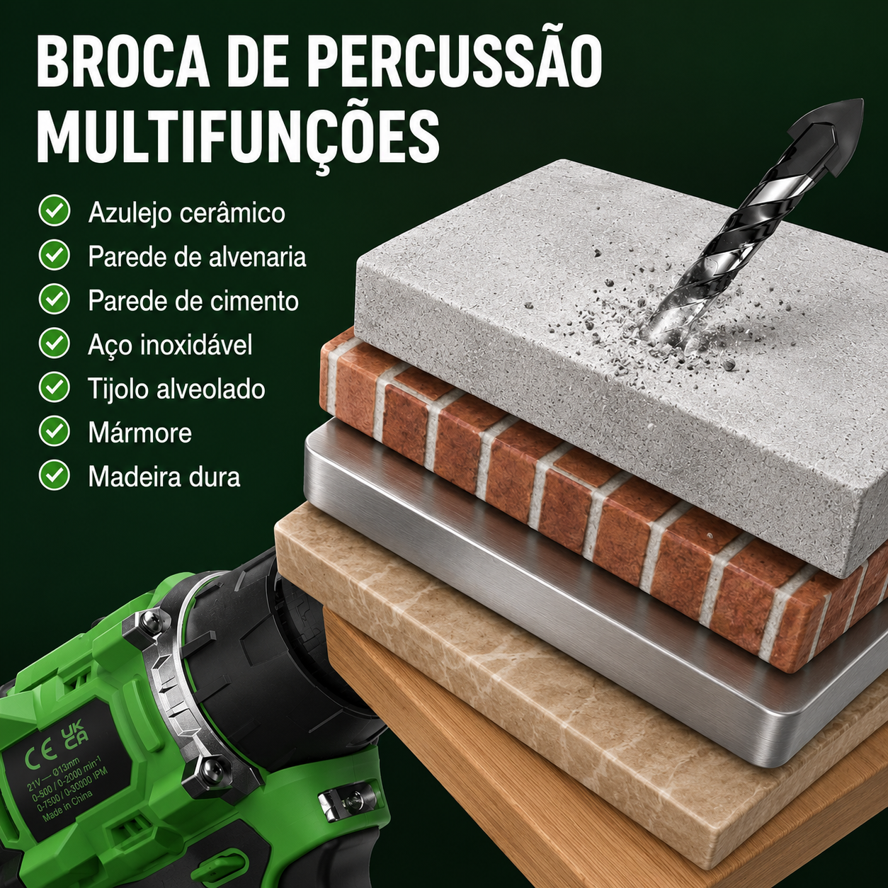 Berbequim Aparafusador Sem Fios Ginour 21V Brushless com 2 Baterias