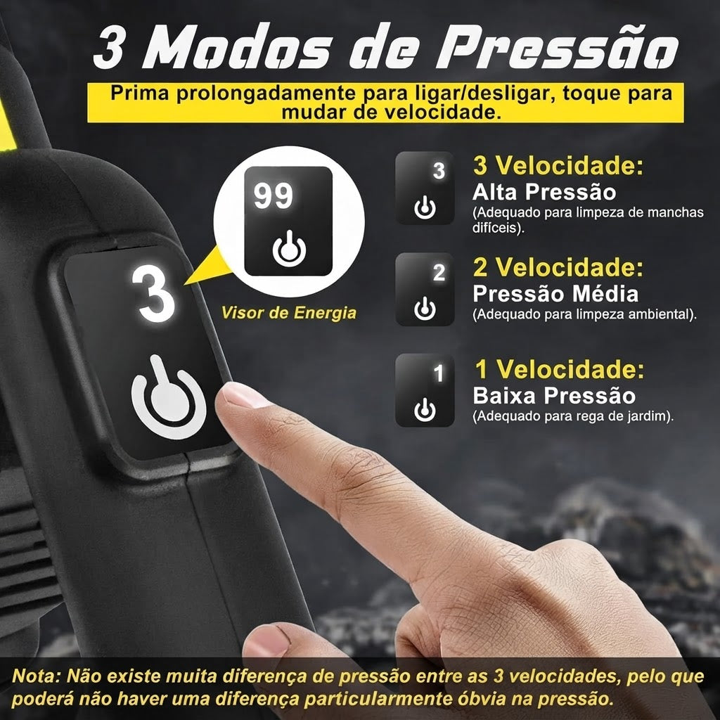 Lavadora de alta pressão sem fios, 65 BAR 2 baterias de 4000 mAh